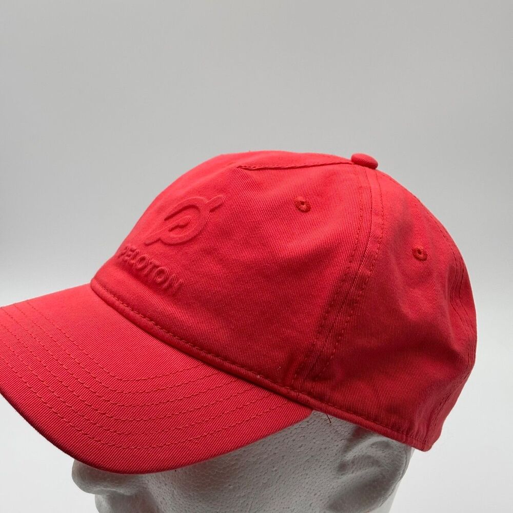 Peloton Baseball Cap Red Tonal Logo 100% Cotton Adjustable Strap - Picture 2 of 9